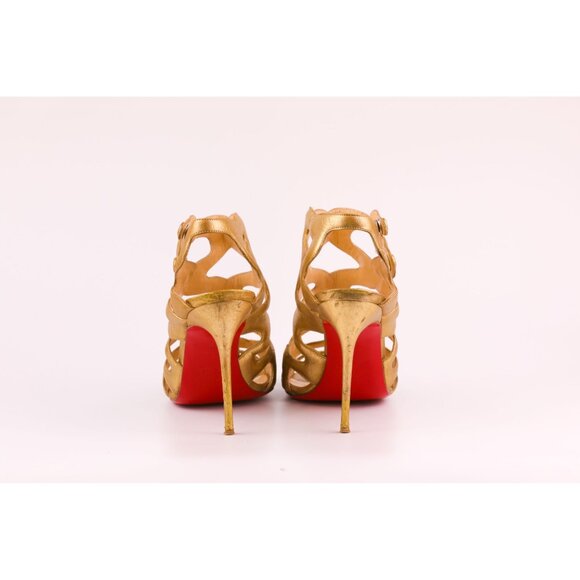 Christian Louboutin Heels Gold Gladiator Strappy - Picture 5 of 6